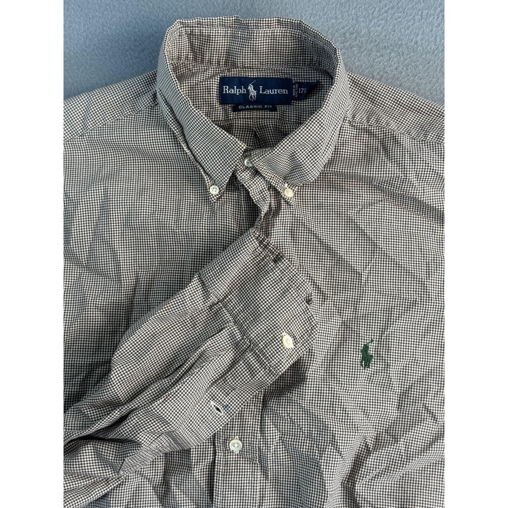 Ralph Lauren Shirt Mens XL Brown Check Button Down Long Sleeve Classic Fit